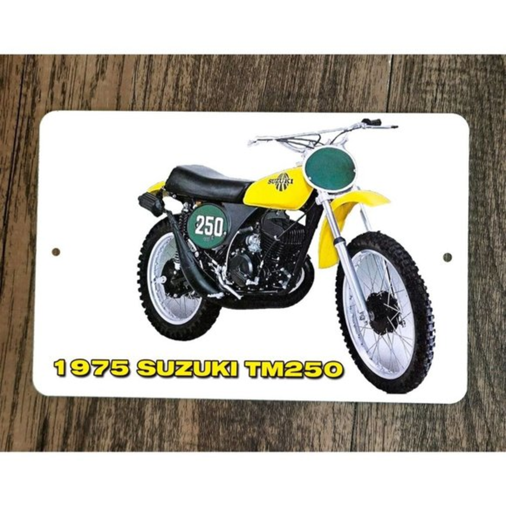 1975 Suzuki TM25 Dirt Bike Motocross Motorcycle 8x12 Metal Wall Garage Sign‎